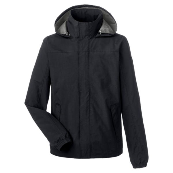 Nautica Men's Voyage Hooded Rain Jacket, Black, Front view
