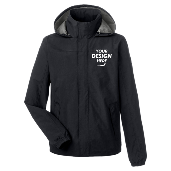 Nautica Men's Voyage Hooded Rain Jacket, Black, Front view, Mockup