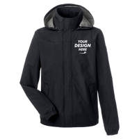 Nautica Men's Voyage Hooded Rain Jacket, Black, Front view, Mockup