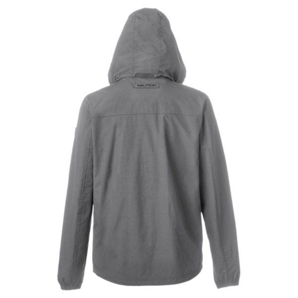 Nautica Men's Voyage Hooded Rain Jacket, Graphite, Back view