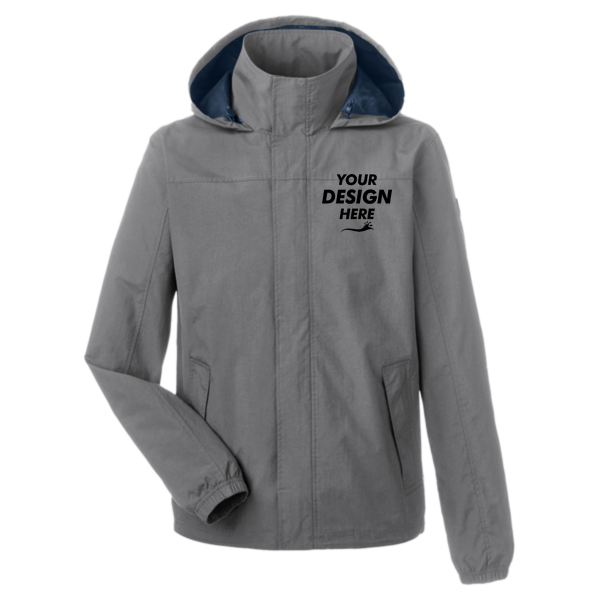 Nautica Men's Voyage Hooded Rain Jacket, Graphite, Front view, Mockup