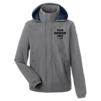 Nautica Men's Voyage Hooded Rain Jacket, Graphite, Front view, Mockup