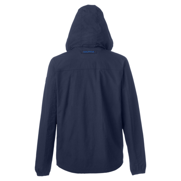 Nautica Men's Voyage Hooded Rain Jacket, Navy, Back view