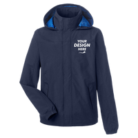 Nautica Men's Voyage Hooded Rain Jacket, Navy, Front view, Mockup
