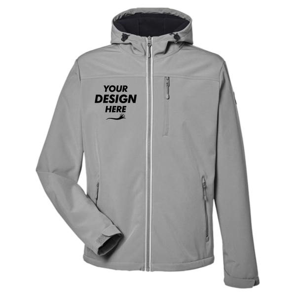 Nautica Men's Wavestorm Hooded Soft Shell Jacket, Graphite, Front view, Mockup