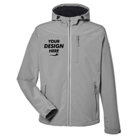 Nautica Men's Wavestorm Hooded Soft Shell Jacket, Graphite, Front view, Mockup