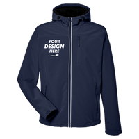 Nautica Men's Wavestorm Hooded Soft Shell Jacket, Navy, Front view, Mockup
