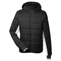 Nautica Men's l Mile Hooded Puffer Jacket, Black / Antique White, Front view