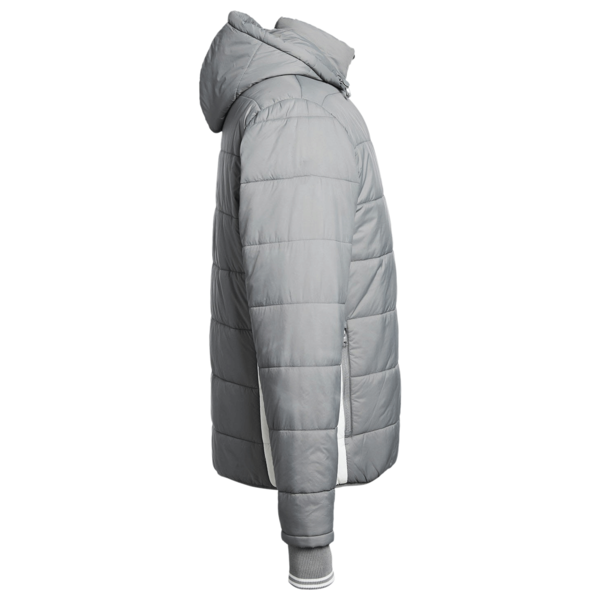Nautica Men's l Mile Hooded Puffer Jacket, Graphite / Antique White, Right Sleeve view