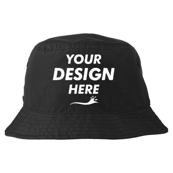 Nautica Rock Island Bucket Hat, Black, Front view, Mockup