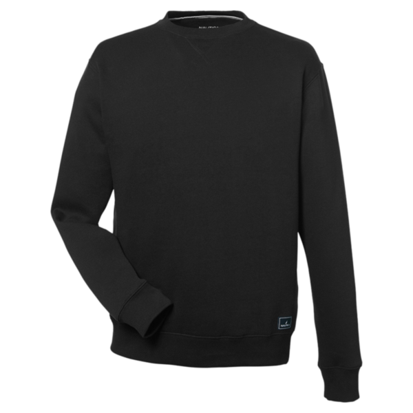 Nautica Unisex Anchor Fleece Crewneck Sweatshirt, Black, Front view