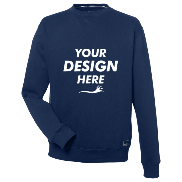 Nautica Unisex Anchor Fleece Crewneck Sweatshirt, Navy, Front view, Mockup