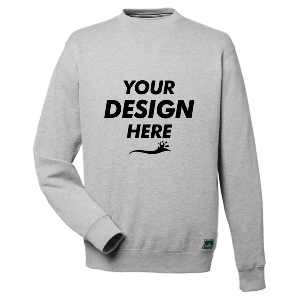 Nautica Unisex Anchor Fleece Crewneck Sweatshirt, Oxford Heather, Front view, Mockup