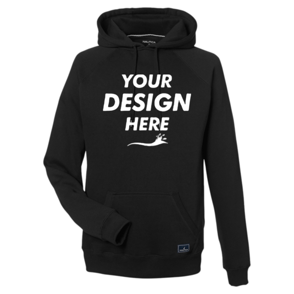 Nautica Unisex Anchor Fleece Hooded Sweatshirt, Black, Front view, Mockup