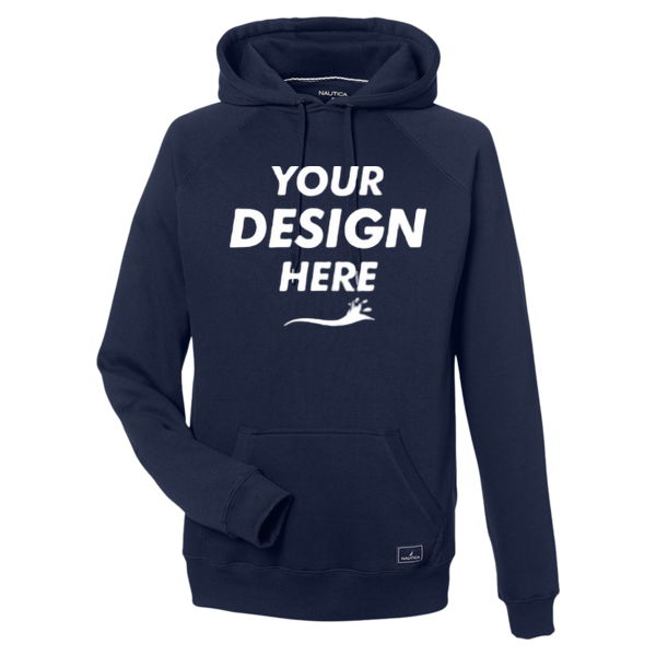 Nautica Unisex Anchor Fleece Hooded Sweatshirt, Navy, Front view, Mockup
