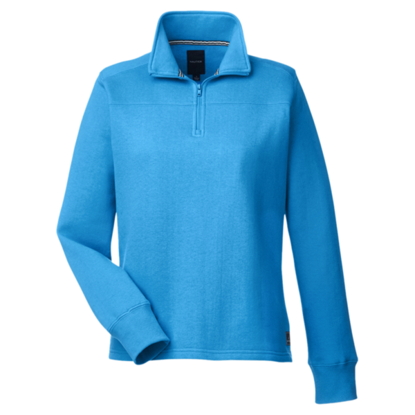 Nautica Women's Anchor Fleece Quarter-Zip Sweatshirt, Azure Blue, Front view