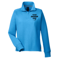 Nautica Women's Anchor Fleece Quarter-Zip Sweatshirt, Azure Blue, Front view, Mockup