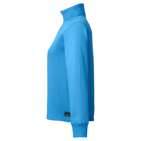 Nautica Women's Anchor Fleece Quarter-Zip Sweatshirt, Azure Blue, Left Sleeve view