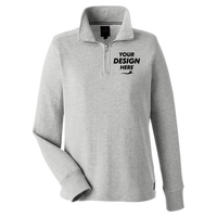 Nautica Women's Anchor Fleece Quarter-Zip Sweatshirt, Oxford Heather, Front view, Mockup