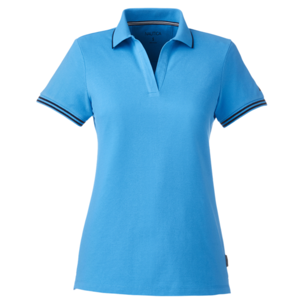 Nautica Women's Deck Polo, Azure Blue, Front view