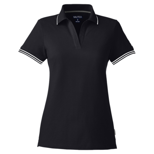 Nautica Women's Deck Polo, Black, Front view