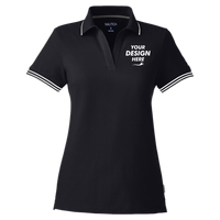 Nautica Women's Deck Polo, Black, Front view, Mockup