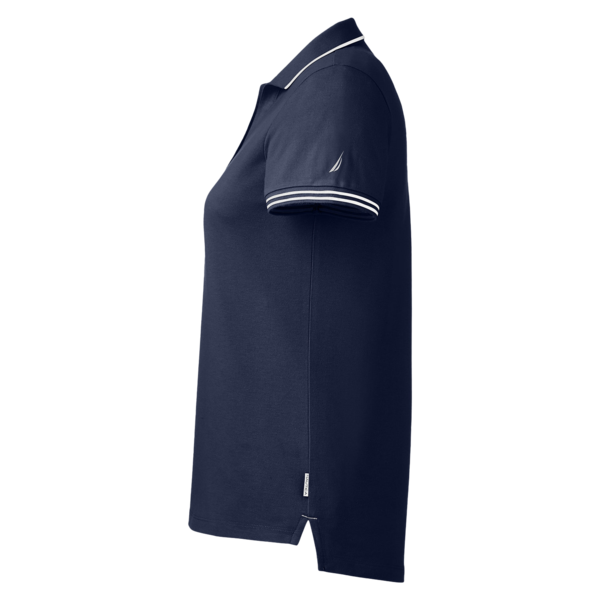 Nautica Women's Deck Polo, Navy, Left Sleeve view