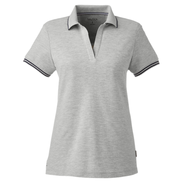 Nautica Women's Deck Polo, Oxford Heather, Front view