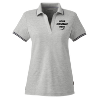 Nautica Women's Deck Polo, Oxford Heather, Front view, Mockup
