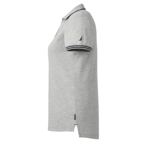 Nautica Women's Deck Polo, Oxford Heather, Left Sleeve view