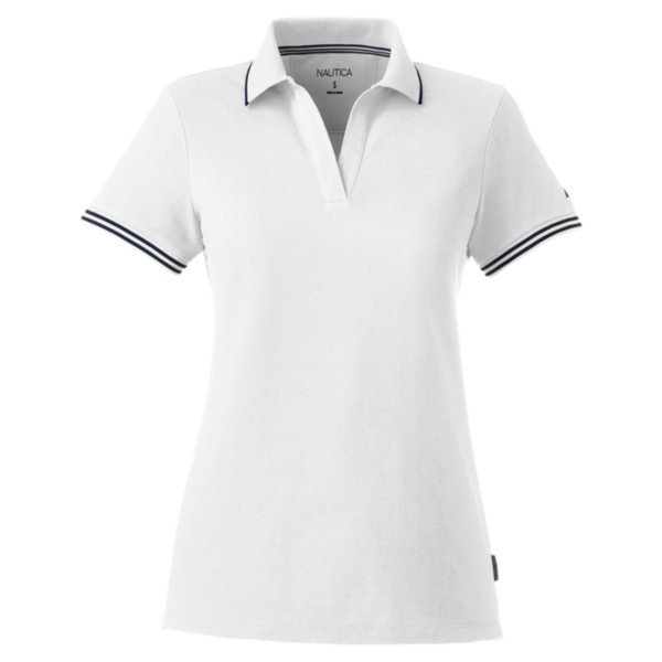 Nautica Women's Deck Polo, White, Front view
