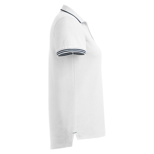 Nautica Women's Deck Polo, White, Right Sleeve view