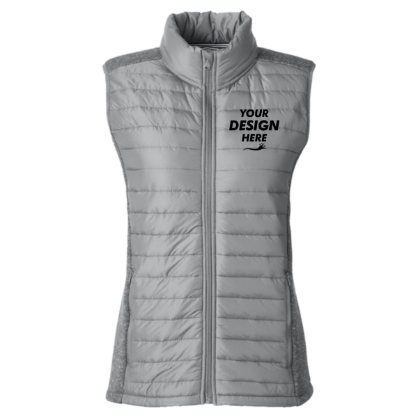 Nautica Women's Harbor Puffer Vest, Graphite / Graphite Heather, Front view, Mockup