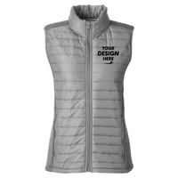 Nautica Women's Harbor Puffer Vest, Graphite / Graphite Heather, Front view, Mockup