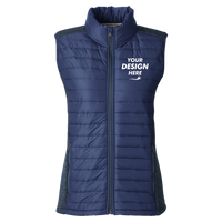 Nautica Women's Harbor Puffer Vest, Navy / Navy Heather, Front view, Mockup