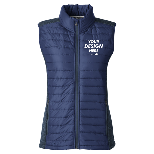 Nautica Women's Harbor Puffer Vest, Navy / Navy Heather, Front view, Mockup