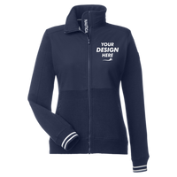 Nautica Women's Navigator Fleece Full-Zip Jacket, Navy / Navy, Front view, Mockup