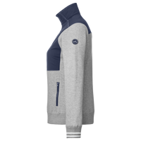 Nautica Women's Navigator Fleece Full-Zip Jacket, Oxford Heather / Navy, Left Sleeve view