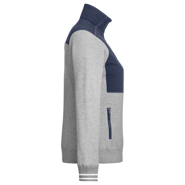 Nautica Women's Navigator Fleece Full-Zip Jacket, Oxford Heather / Navy, Right Sleeve view