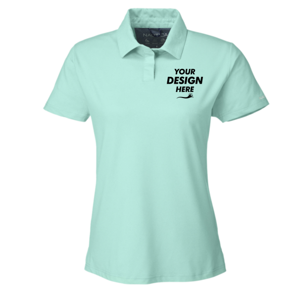 Nautica Women's Saltwater Polo, Cool Mint, Front view, Mockup