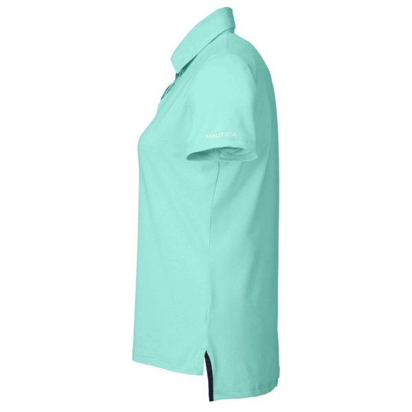 Nautica Women's Saltwater Polo, Cool Mint, Left Sleeve view
