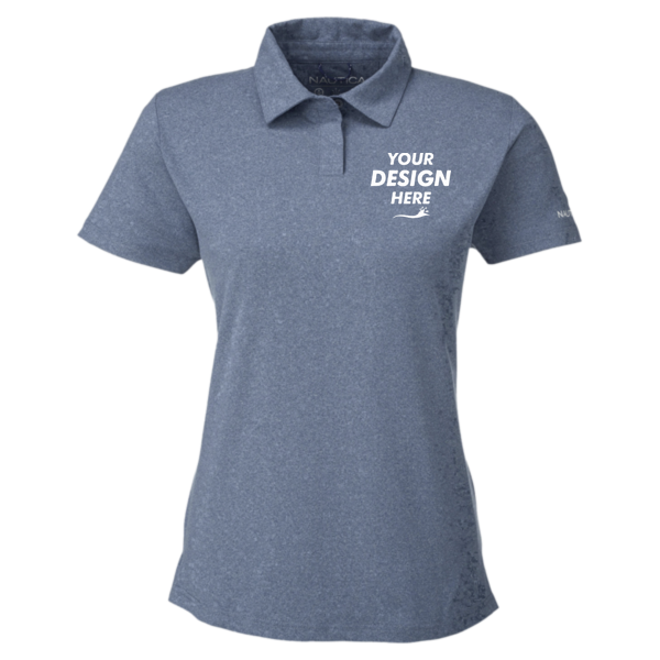 Nautica Women's Saltwater Polo, Faded Navy, Front view, Mockup
