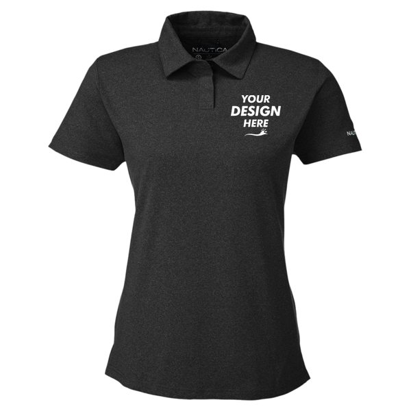 Nautica Women's Saltwater Polo, Onyx, Front view, Mockup