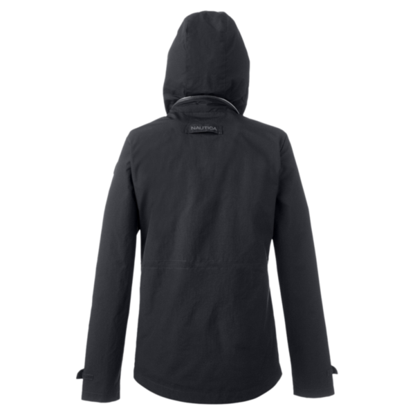 Nautica Women's Voyage Hooded Rain Jacket, Black, Back view