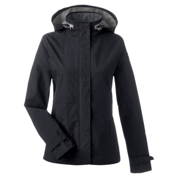 Nautica Women's Voyage Hooded Rain Jacket, Black, Front view