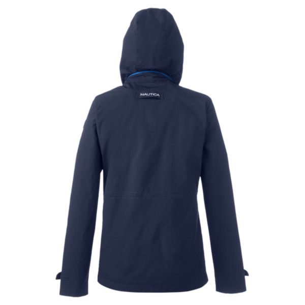 Nautica Women's Voyage Hooded Rain Jacket, Navy, Back view