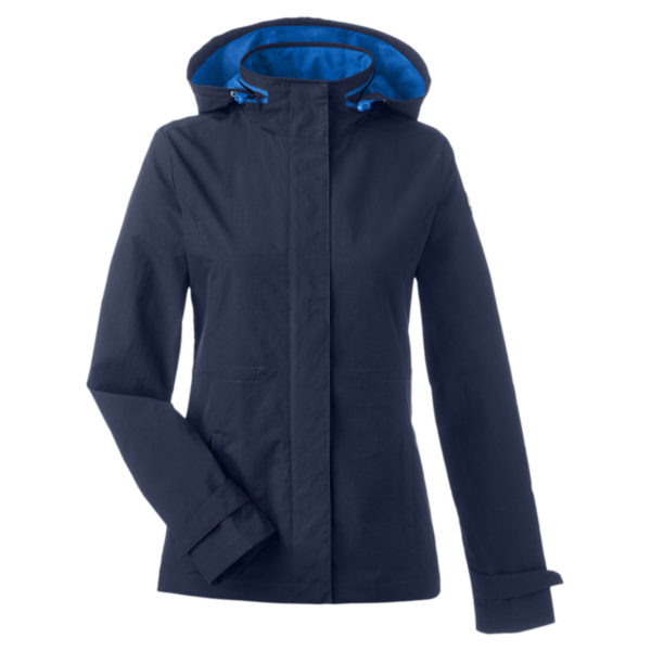 Nautica Women's Voyage Hooded Rain Jacket, Navy, Front view