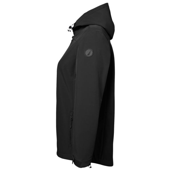 Nautica Women's Wavestorm Hooded Soft Shell Jacket, Black, Left Sleeve view