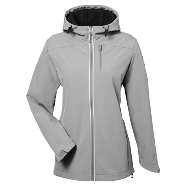 Nautica Women's Wavestorm Hooded Soft Shell Jacket, Graphite, Front view