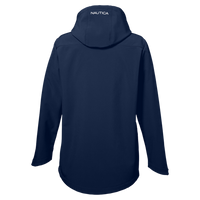 Nautica Women's Wavestorm Hooded Soft Shell Jacket, Navy, Back view